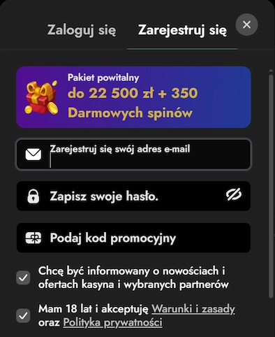 Rejestracja w OscarSpin Casino